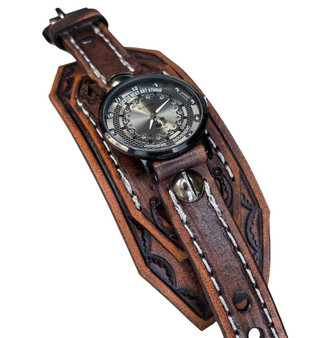 Industrial Leather Cuff Watch- 5 3/4" — Final Few, 50% Off