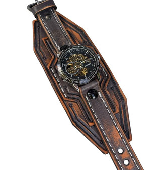 Distressed Gray Steampunk Cuff Watch-7"— Final Few, 50% Off
