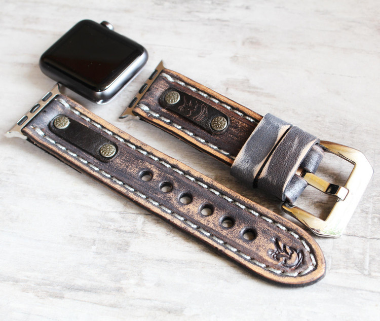 Classic Gray Leather Apple Watch Band
