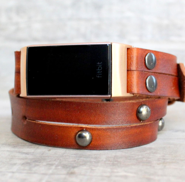 Brown Double Wrap Fitbit Charge Leather Band|3-4/5