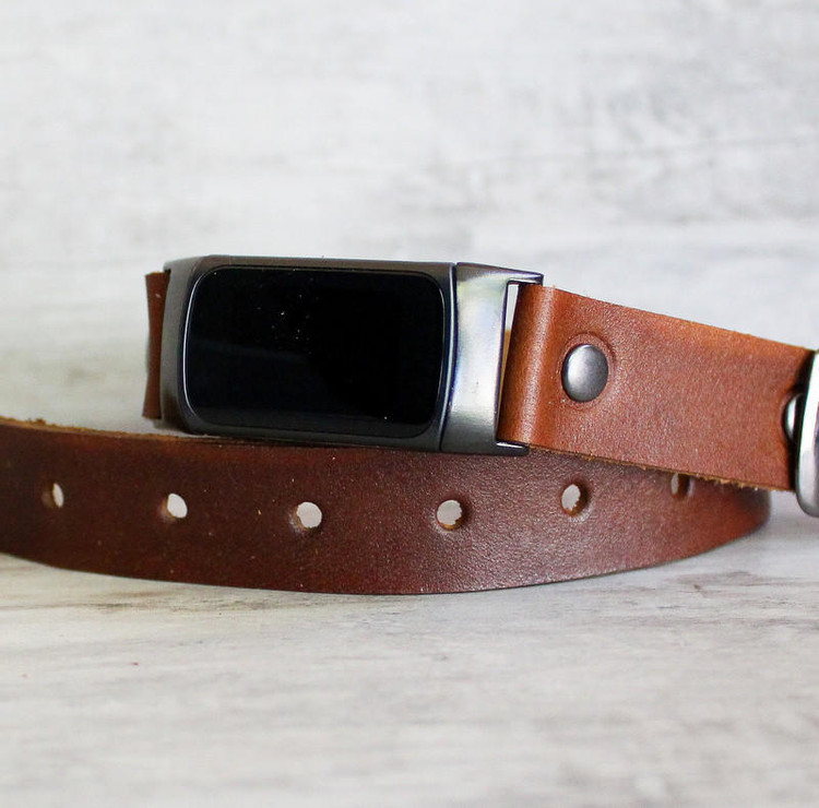 Minimalist Fitbit Charge 3-4/5 Leather Double Wrap Band|Chocolate Brown