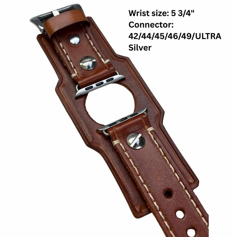 Tan Leather Apple Watch Cuff -5 3/4" — Final Few, 50% Off