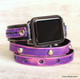 Leather Apple Wrap Strap in Black and Purple 