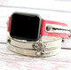 Pink and White Leather Apple Watch Strap with Flower Charm