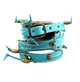 Back of turquoise leather Apple Watch wrap band showing adjustable brass-tone buckle, metal rings, and decorative beads.