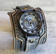Steampunk watch with distressed gray watch cuff