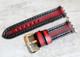 Red and Black Leather Apple Watch Band