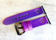 Purple leather apple watch strap with custom stamp