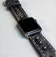Black Leather Apple Watch Band – Studded Full-Grain Leather Strap with Gunmetal Rivets