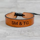 Monogrammed leather bracelet|Couples bracelet