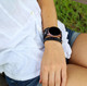 Riveted black leather wrap band for Samsung Galaxy Active 2 watch