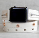 White vegan leather apple band with rose gold 