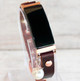Brown leather Fitbit Inspire/HR watch band with pearl charm
