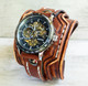 Steampunk Leather Watch with Brown Cuff