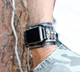 Vintage Distressed Black Leather Apple Watch Cuff with Rivets