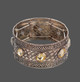 Gold Bohemian Elastic Cuff Bracelet with Stones