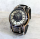 Distressed Black Full Grain Leather Watch Cuff