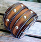 Wide Leather Cuff Bracelet with Double Buckle