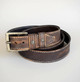 handmade leather belt man with gray stitching custom vegetable tanned leather belt