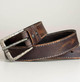 custom leather belt man handmade vegetable tanned leather belt with gray stitching