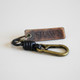 Personalized leather keychain with name and antique brass hardware