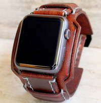 Leather apple watch cuff|Chocolate Brown