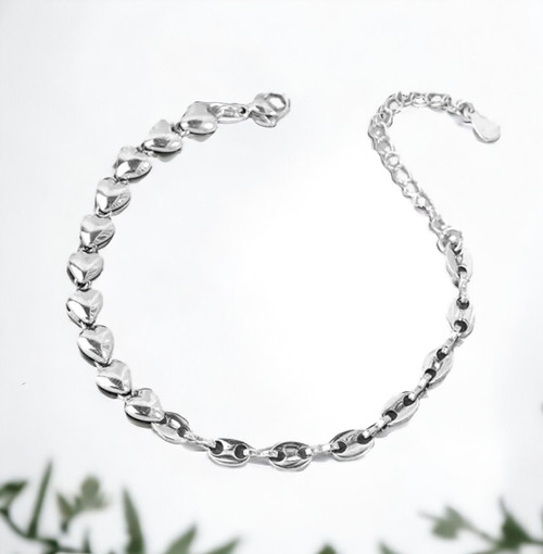 Embrace Love with Our Sparkling Silver Heart Bracelet!
