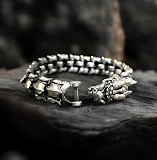 Silver Dragon Head Bracelet Gothic Bracelet for mens| Perfect Gift - Main Image