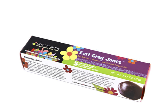 Gourmet chocolate truffles with earl grey tea and bergamot COCOPOTAMUS