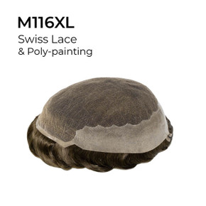 Heren Haarwerk M116XL Swiss Lace Met Poly Achterkant