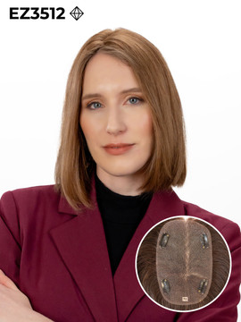 EZ3512 Fijn Gelast Monofilament Lace Haar Topper met Clips