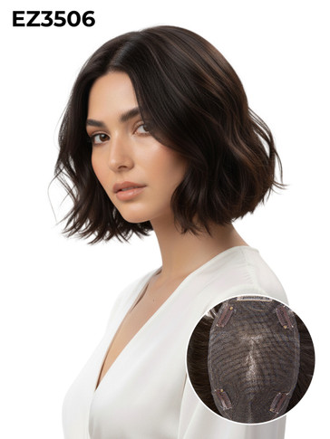 EZ Lace3506 Premium Haar Fine Welded Mono Lace Haar Topper met Clips