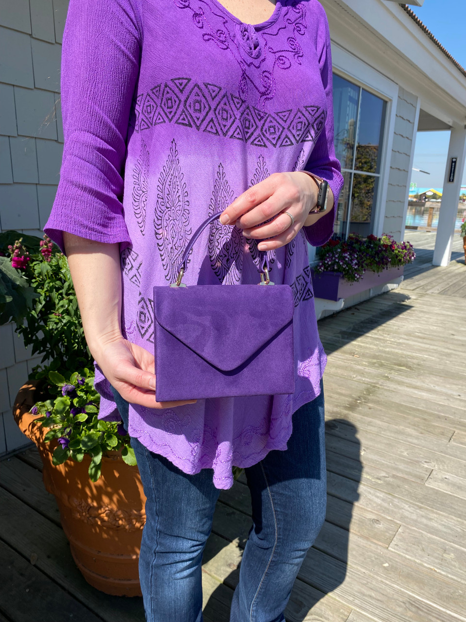 Faux Suede Clutch - Purpleologist