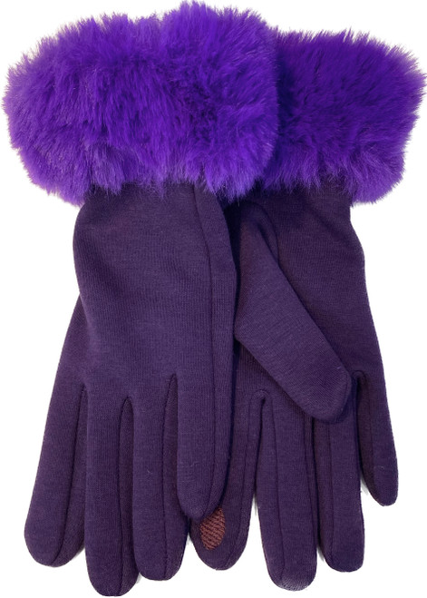 Purple Fur Touch Screen Gloves