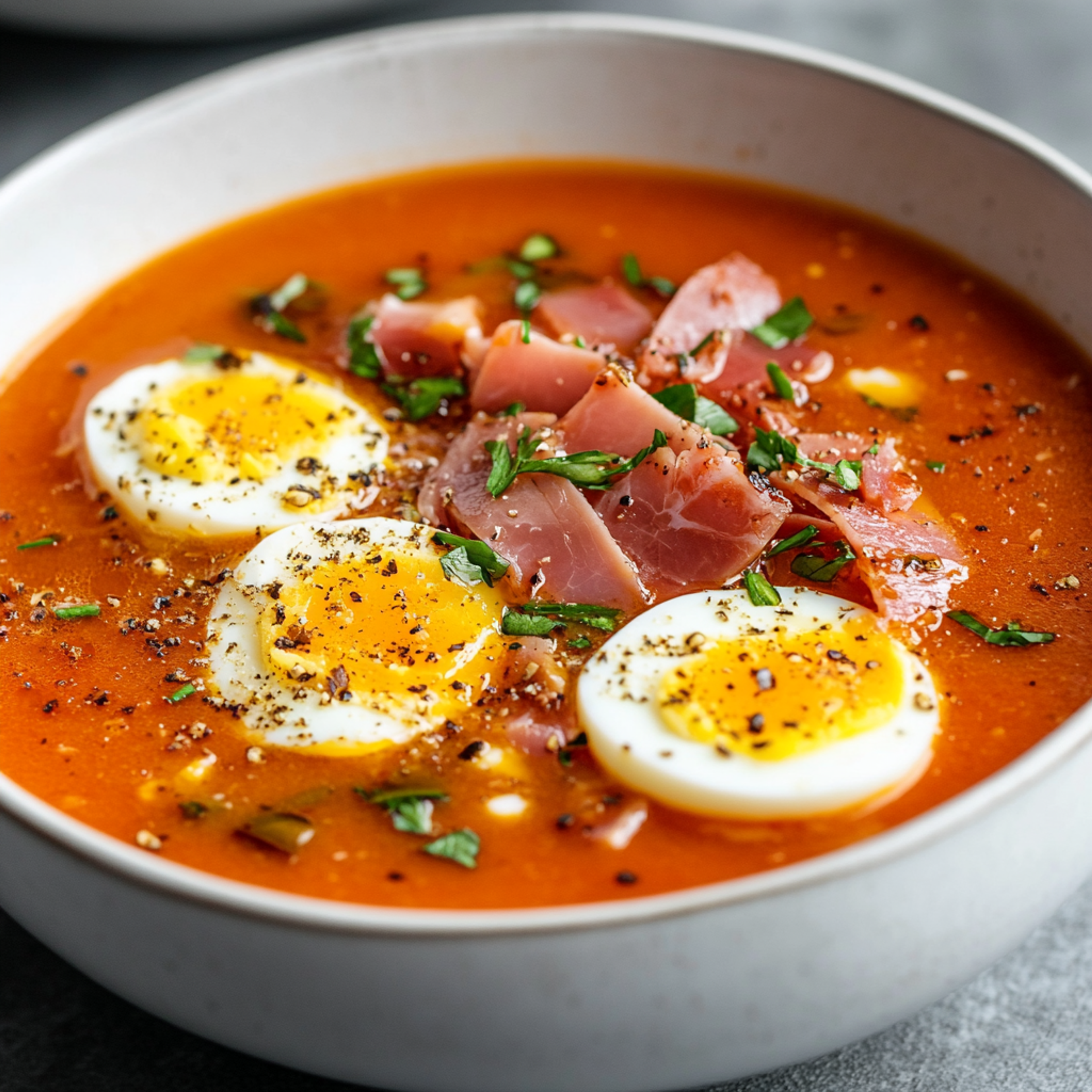 Salmojero served with Egg and Ham