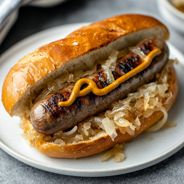 Bratwurst on a Pretzel Bun