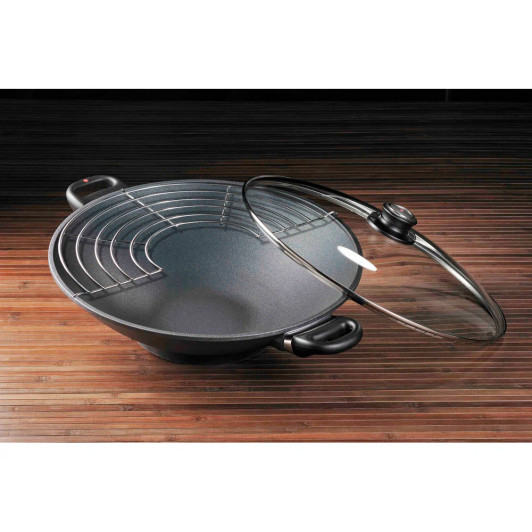 Swiss Diamond HD Nonstick WOK With Lid & Rack 36cm x 9.5cm 6L and 2 side handles