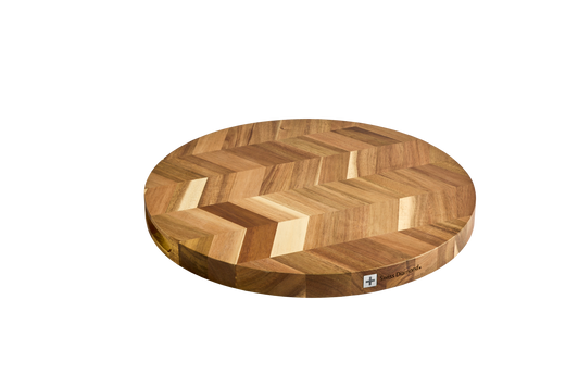 SWISS DIAMOND DLX ROUND HERRINGBONE ACACIA CUTTING BOARD 38x3cm