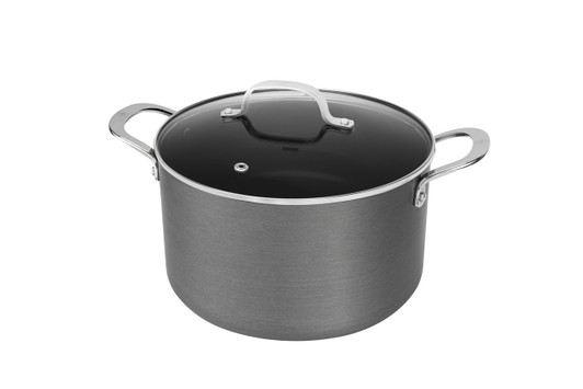 Swiss Diamond Hard Anodised 24x17.2cm 7.6 non stick stock pot w Lid