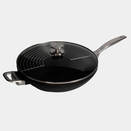 CXD Induction 32x9.5cm 5L wok with glass vented lid