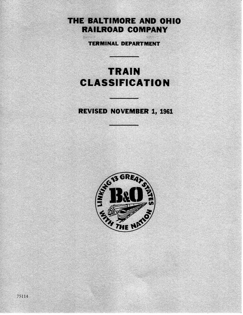 Trains Classification 1961 B&O Freight Train Classification Books, EB/WB Makeups - B&O ...
