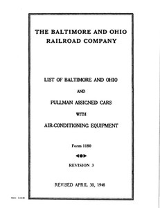B&O Passenger and Pullman Cars with Air Conditioning - April 1948