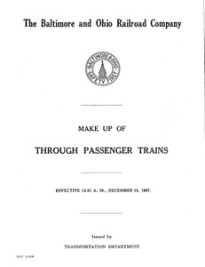 1937 B&O PASSENGER TRAIN CONSIST BOOK