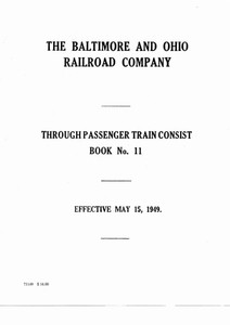 1949 (May) B&O PASSENGER TRAIN CONSIST BOOK