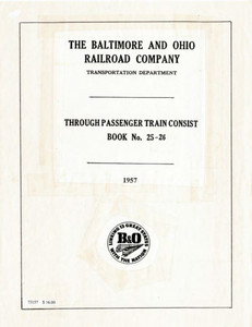 1957 B&O PASSENGER TRAIN CONSIST BOOK
