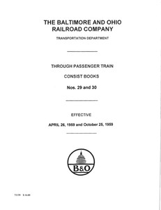 1959 B&O PASSENGER TRAIN CONSIST BOOK