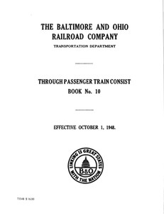 1948 (October) B&O PASSENGER TRAIN CONSIST BOOK