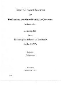 List of All Known Resources for Baltimore & Ohio Railroad Company Information