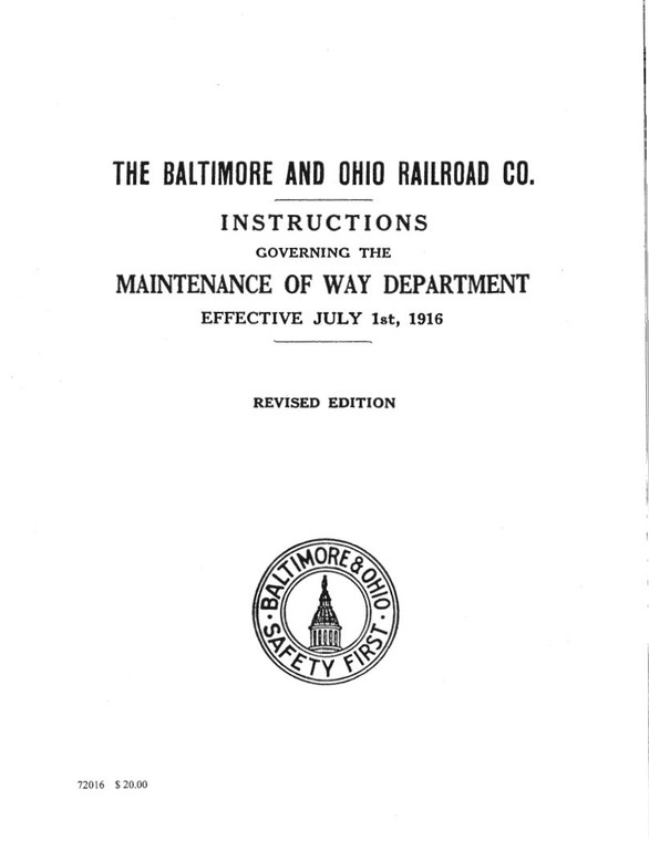 B&O Maintenance of Way Instructions Book,  1916