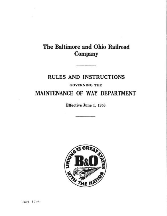 B&O Rules & Instructions for Maintenance of Way, 1956